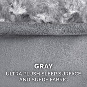 Furhaven Orthopedic Dog Bed for Large Dogs w/ Removable Washable Cover, For Dogs Up to 75 lbs - Ultra Plush Faux Fur & Suede Luxe Lounger Contour Mattress - Gray, Jumbo/XL