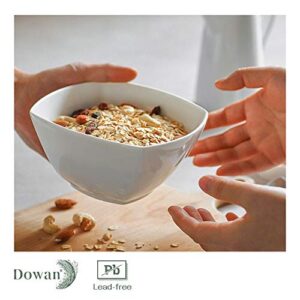 DOWAN Square Salad Bowls Set of 6-27 Oz Porcelain Cereal Bowls, White Serving Bowl Set for Soup Ice Cream Dessert, Bowls for Kitchen, Chip Resistant, Dishwasher & Microwave Safe, Fathers Day Gift