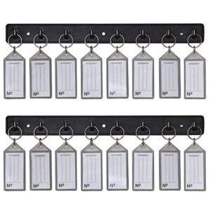 acrimet key tag rack w/ 8 keyring tags (self-adhesive key storage rack) (2 pack) (black w/smoke)