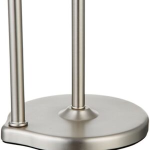 Amazon Basics Free Standing Bathroom Toilet Paper Holder Stand with Reserve, Silver Nickel