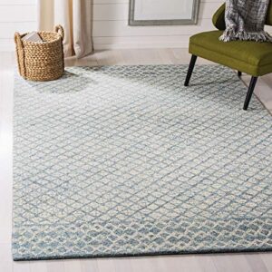 safavieh abstract collection accent rug - 4' x 6', blue & ivory, handmade wool, ideal for high traffic areas in entryway, living room, bedroom (abt203a)
