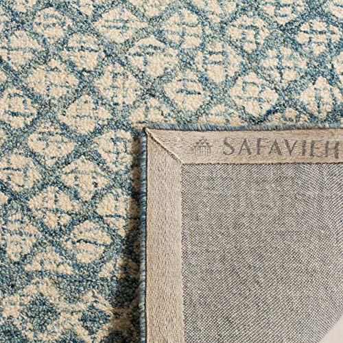 SAFAVIEH Abstract Collection Accent Rug - 4' x 6', Blue & Ivory, Handmade Wool, Ideal for High Traffic Areas in Entryway, Living Room, Bedroom (ABT203A)