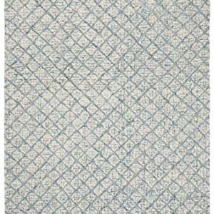 SAFAVIEH Abstract Collection Accent Rug - 4' x 6', Blue & Ivory, Handmade Wool, Ideal for High Traffic Areas in Entryway, Living Room, Bedroom (ABT203A)