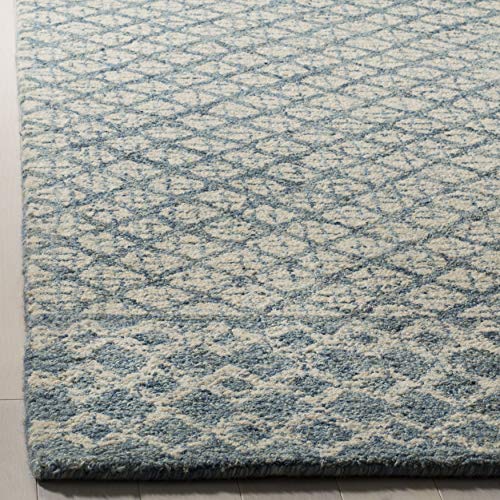 SAFAVIEH Abstract Collection Accent Rug - 4' x 6', Blue & Ivory, Handmade Wool, Ideal for High Traffic Areas in Entryway, Living Room, Bedroom (ABT203A)