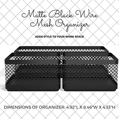 1InTheOffice Desk Baskets and Organizers Tray, Black Mesh Tray, Black Wire Mesh, 3-Compartment Stackable