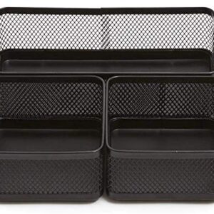 1InTheOffice Desk Baskets and Organizers Tray, Black Mesh Tray, Black Wire Mesh, 3-Compartment Stackable