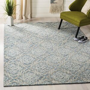 safavieh abstract collection area rug - 8' x 10', blue & grey, handmade wool, ideal for high traffic areas in living room, bedroom (abt201a)
