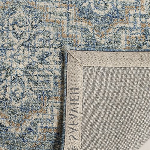 SAFAVIEH Abstract Collection Area Rug - 8' x 10', Blue & Grey, Handmade Wool, Ideal for High Traffic Areas in Living Room, Bedroom (ABT201A)