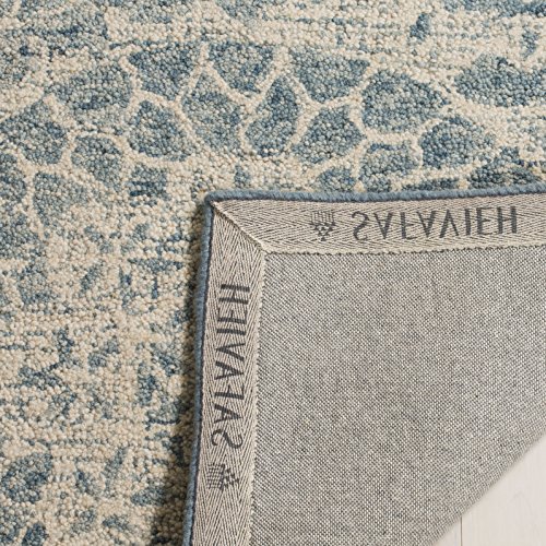 SAFAVIEH Abstract Collection Accent Rug - 4' x 6', Ivory & Blue, Handmade Wool, Ideal for High Traffic Areas in Entryway, Living Room, Bedroom (ABT205A)