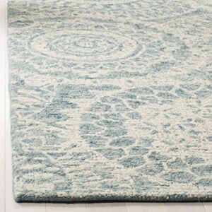 SAFAVIEH Abstract Collection Accent Rug - 4' x 6', Ivory & Blue, Handmade Wool, Ideal for High Traffic Areas in Entryway, Living Room, Bedroom (ABT205A)