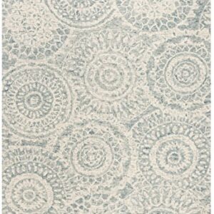 SAFAVIEH Abstract Collection Accent Rug - 4' x 6', Ivory & Blue, Handmade Wool, Ideal for High Traffic Areas in Entryway, Living Room, Bedroom (ABT205A)