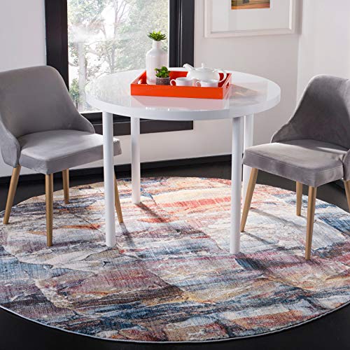 SAFAVIEH Monray Collection Area Rug - 9' x 12', Red & Multi, Modern Abstract Distressed Design, Non-Shedding & Easy Care, Ideal for High Traffic Areas in Living Room, Bedroom (MNY614D)