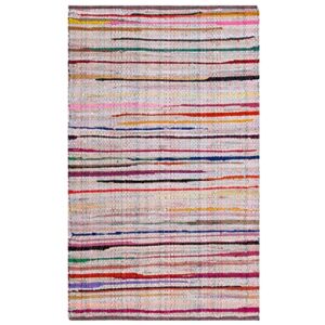 safavieh rag rug collection accent rug - 2' x 3', ivory & multi, handmade boho stripe cotton, ideal for high traffic areas in entryway, living room, bedroom (rar240a)