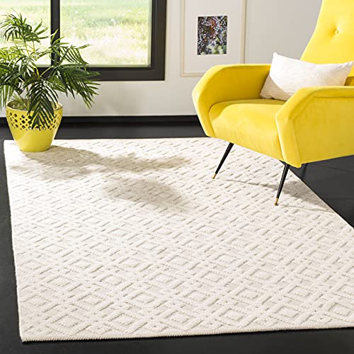 SAFAVIEH Vermont Collection Area Rug - 9' x 12', Ivory, Handmade Wool & Cotton, Ideal for High Traffic Areas in Living Room, Bedroom (VRM102A)