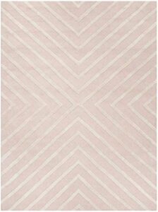 safavieh kids collection area rug - 5' x 7', pink & ivory, handmade geometric wool, ideal for high traffic areas in living room, bedroom (sfk920p)