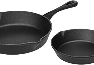 Amazon Basics Pre-Seasoned Cast Iron 5-Piece Kitchen Cookware Set, Pots and Pans, Black, 14.17 x 12.2 x 10.63 in