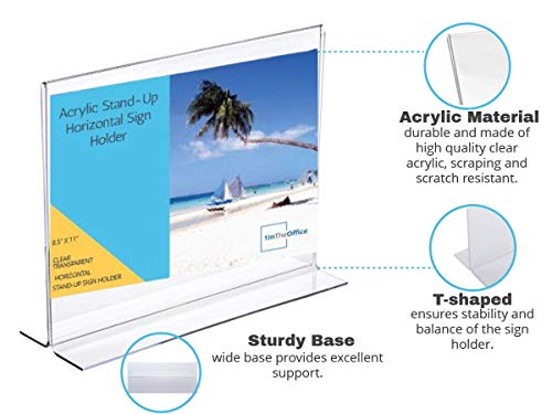 1InTheOffice Acrylic Stand-Up Horizontal Sign Holder 8.5x11"6 Pack"