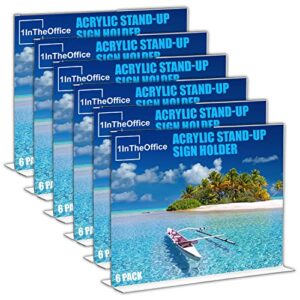 1intheoffice acrylic stand-up horizontal sign holder 8.5x11"6 pack"
