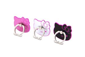 celldesigns kitty cell phone ring grip stand holder car mounts (black, pink, silver/ pink rim)