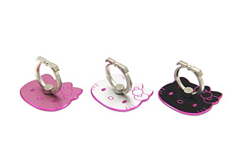 CellDesigns Kitty Cell Phone Ring Grip Stand Holder Car Mounts (Black, Pink, Silver/ Pink Rim)