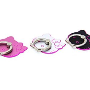 CellDesigns Kitty Cell Phone Ring Grip Stand Holder Car Mounts (Black, Pink, Silver/ Pink Rim)