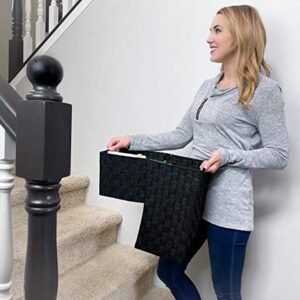 HomeModele Wicker Look Stair Basket with Handle | Nylon-Woven (Light Grey)