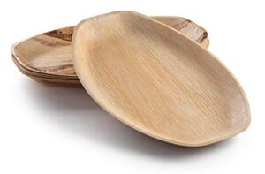 brheez disposable bamboo look - pack of 6 oval serving platters - 15"x10" made from all natural sturdy biodegradable and compostable palm leaf - serving boats, serving trays