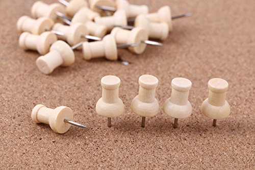 Tupalizy Wooden Push Pins Wood Thumb Map Tacks for Cork Boards and Home Office Craft Projects, Natural Color, 100 Pieces