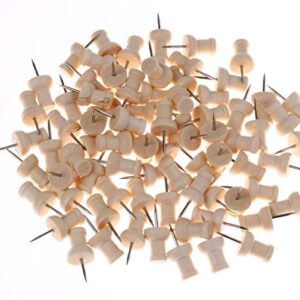 Tupalizy Wooden Push Pins Wood Thumb Map Tacks for Cork Boards and Home Office Craft Projects, Natural Color, 100 Pieces