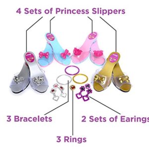 fash n kolor Princess Dress Up and Pretend Play Princess Shoes Collection Set, Princess Tiara and Jewelry for little girls, 12 Pcs Princess Toys and Accessories - Ages For 3,4,5,6 Years and Plus