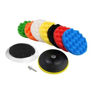 qillu 10 pcs sponge polishing buffing waxing pad kit for car polisher buffer with drill adapter(5inch)