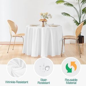 EMART Round Tablecloth White (6 Pack) Circular Polyester Table Cover 120 Inch in Diameter for Dinning, Kitchen, Picnic,Wedding and Birthday Party