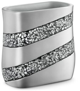 creative scents silver mosaic bathroom trash can - decorative waste basket for bathroom - durable slim space friendly small trash can for bathroom, powder room, bedroom, living room or office