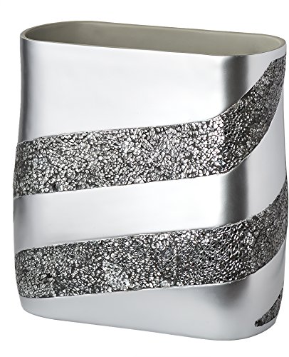 Creative Scents Silver Mosaic Bathroom Trash Can - Decorative Waste Basket for Bathroom - Durable Slim Space Friendly Small Trash Can for Bathroom, Powder Room, Bedroom, Living Room Or Office