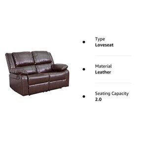 Flash Furniture Harmony Series Brown LeatherSoft Loveseat with Two Built-In Recliners