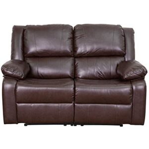 Flash Furniture Harmony Series Brown LeatherSoft Loveseat with Two Built-In Recliners