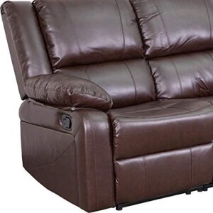 Flash Furniture Harmony Series Brown LeatherSoft Loveseat with Two Built-In Recliners