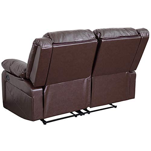 Flash Furniture Harmony Series Brown LeatherSoft Loveseat with Two Built-In Recliners