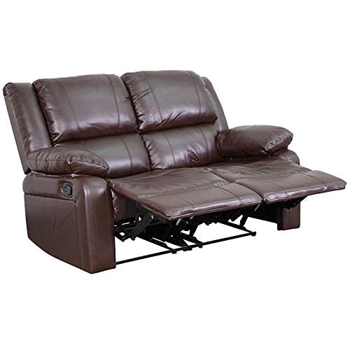 Flash Furniture Harmony Series Brown LeatherSoft Loveseat with Two Built-In Recliners