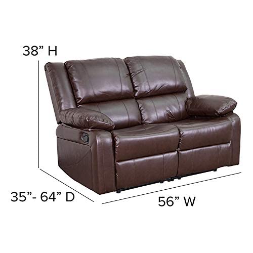 Flash Furniture Harmony Series Brown LeatherSoft Loveseat with Two Built-In Recliners
