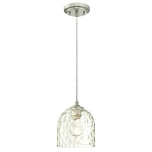westinghouse lighting 6328800 one-light indoor mini pendant, brushed nickel finish with clear hammered glass