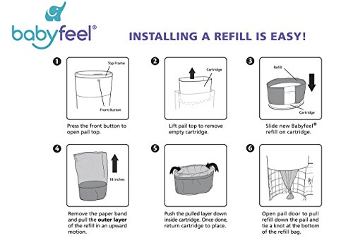 Babyfeel Refills Compatible with DEKOR CLASSIC Diaper Pails | 4 Pack | Exclusive 30% Extra Thickness | Diaper Pail Refills with Powerful Odor Elimination | Powder Scent | Holds up to 1980 Diapers