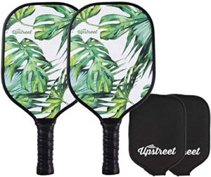 upstreet graphite pickleball paddle set of 2 | pickle paddle pickleball set | pickleball rackets include padded cover, lightweight honeycomb composite pickleball paddles for women & men, paddle racket