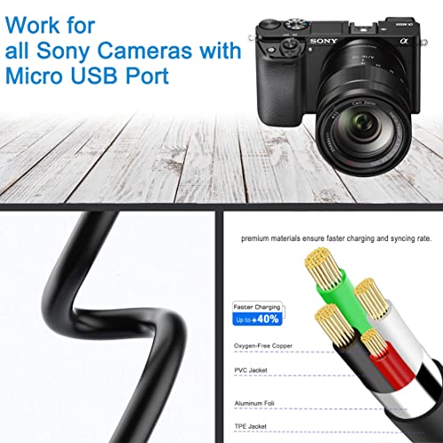 Camera USB Cable for Sony Alpha a6000 a6300 a6400 a6500 a5100 a5000 A77II A7IIK,A99II,Cyber-Shot DSCHX200V,DSCHX400, DSC-RX10 etc,PC Computer Interface Replacement Transfer Wire Data Charger Cord