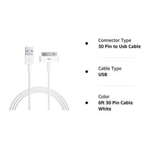 T-H-SEE iPad Cable, 6ft White 30 Pin to USB Cable High Speed Sync Charging Cord Cables for iPhone 4/4s, iPhone 3G/3GS, iPad 1/2/4, iPod