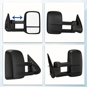 MOTOOS Towing Mirrors Replacement for 1999-2007 Chevy Silverado GMC Sierra 1500 2500 3500 Pickup Truck Manual Telescoping Folding Rear View Left Right Driver and Passenger Side Tow Mirrors Pair