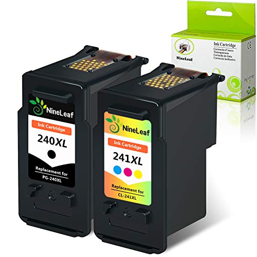 NineLeaf Remanufactured Ink Cartridge Compatible for Canon PG-240XL CL-241XL with Ink Level Display for PIXMA MG2120 MG2220 MG3120 MG3122 MG3220 (1 Black, 1 Color)