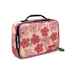 urban infant yummie kids lunch box insulated bag - toddler boys and girls – perfect for daycare preschool travel snacks – allergy alert cards - fits bento boxes - poppies