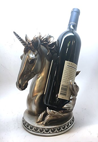 Pacific Giftware Mystical Unicorn Wine Bottle Holder Decorative Display Stand Fantasy Bar Decor 10.25 Inches Tall