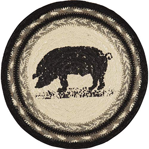 VHC Brands Sawyer Mill Charcoal Table Décor, 8" Trivet, Pig